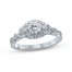 Monique Lhuillier Bliss Diamond Engagement Ring 1-1/8 ct tw Round & Marquise-cut 18K White Gold