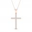 Diamond Cross Necklace 1/2 ct tw Round-Cut 10K Rose Gold 18"