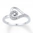 Diamond Heart Ring 1/20 ct tw Round-cut Sterling Silver