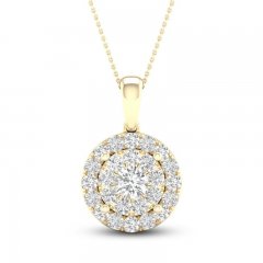 Multi-Diamond Necklace 1 ct tw Round-Cut 10K Yellow Gold 18"