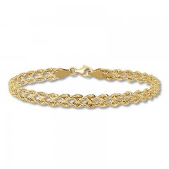 Double Rope Chain Bracelet 10K Yellow Gold 7.5"