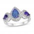 Lavender Lab-Created Opal/White Lab-Created Sapphire/Amethyst Ring Sterling Silver