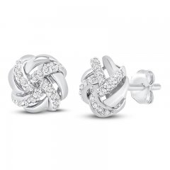 Diamond Knot Stud Earrings 1/5 ct tw Round-cut 10K White Gold