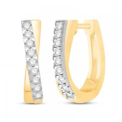 Diamond Hoop Earrings 1/4 ct tw 10K Yellow Gold