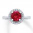 Lab-Created Ruby Ring Lab-Created Sapphires Sterling Silver