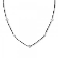 Diamond Choker Necklace 3/4 cttw 10K White Gold/Stainless Steel