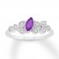 Amethyst & Diamond Ring Sterling Silver