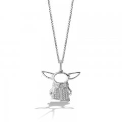 Star Wars Grogu Necklace 1/10 ct tw Diamonds Sterling Silver 18"