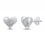 Diamond Heart Earrings 1/4 ct tw 10K White Gold