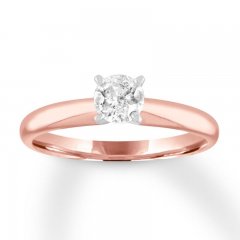 Diamond Solitaire Engagement Ring 1/2 ct Round 10K Rose Gold