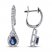 Sapphire Earrings 1/3 ct tw Diamonds 10K White Gold