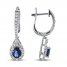 Sapphire Earrings 1/3 ct tw Diamonds 10K White Gold