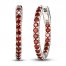 Garnet In-and-Out Hoop Earrings Sterling Silver