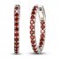 Garnet In-and-Out Hoop Earrings Sterling Silver