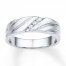 Men's Wedding Band 1/10 ct tw Diamonds 10K White Gold