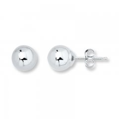 Ball Stud Earrings 6mm 14K White Gold