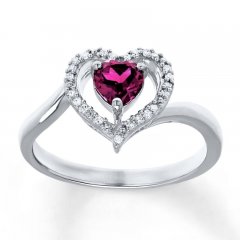 Rhodolite Garnet Ring 1/15 ct tw Diamonds Sterling Silver