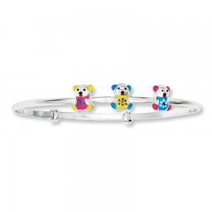 Teddy Bear Bangle Sterling Silver