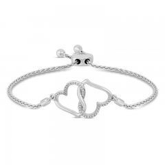 Hallmark Diamonds Heart Bolo Bracelet 1/10 ct tw Sterling Silver