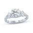 Monique Lhuillier Bliss Diamond Engagement Ring 2-1/8 ct tw Round & Pear-shaped 18K White Gold