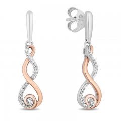 Hallmark Diamonds Earrings 1/10 ct tw 10K Rose Gold/Sterling Silver