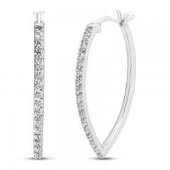 Diamond Hoop Earrings 1/2 ct tw Round-cut 10K White Gold