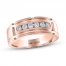 THE LEO Diamond Men's Wedding Band 3/8 ct tw Round-Cut 14K Rose Gold