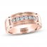 THE LEO Diamond Men's Wedding Band 3/8 ct tw Round-Cut 14K Rose Gold