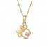 Children's Minnie Mouse Pink Cubic Zirconia Necklace 14K Yellow Gold 13"