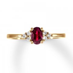 Natural Ruby Ring 1/15 ct tw Diamonds 10K Yellow Gold