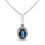 Blue Sapphire & Diamond Necklace 1/10 ct tw 10K White Gold 18"