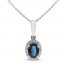 Blue Sapphire & Diamond Necklace 1/10 ct tw 10K White Gold 18"