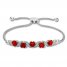 Lab-Created Ruby Heart Bolo Bracelet Sterling Silver