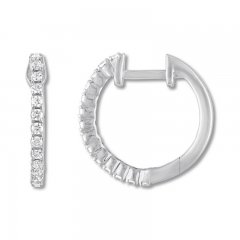 Diamond Hoop Earrings 1/2 ct tw Round-cut 10K White Gold