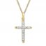 Diamond Cross Necklace 1/4 ct tw Round-cut 10K Yellow Gold